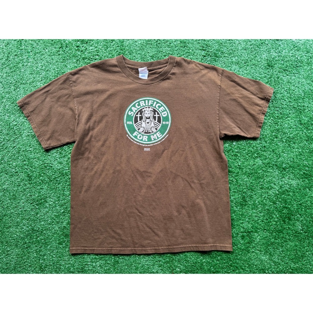 Kerusso Sacrificed For Me Starbucks Parody T-Shirt Brown Mens XL Tennessee River